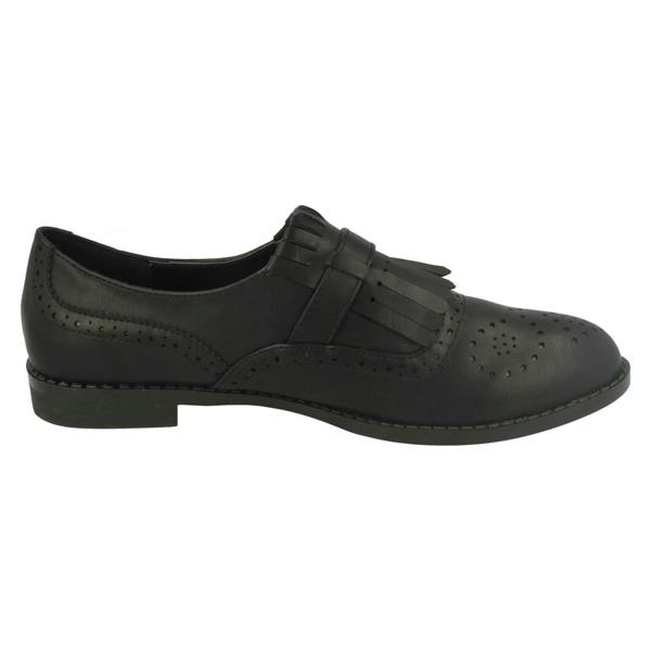 Spot On Ladies Spot On Brogue Style Slip On Shoes