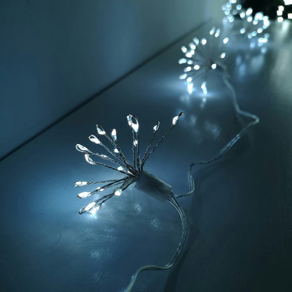 Samuel Alexander 200 LED 10 Starburst Premier Christmas Outdoor Battery Timer Lights in Cool White