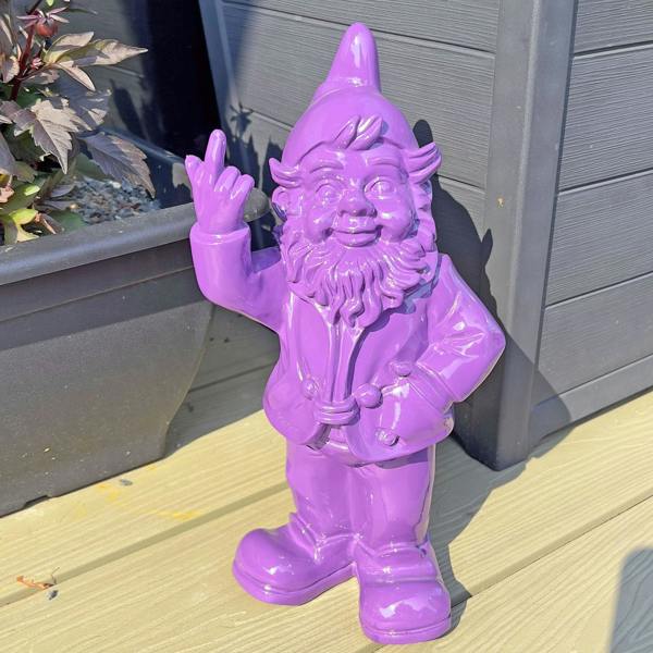 Stoobz Purple Middle Finger F**k You Garden Gnome 30cm