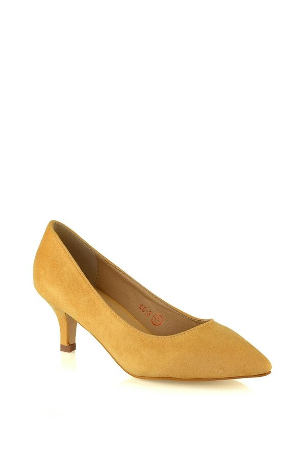 XY LONDON Pointed Toe Low Stiletto Kitten High Heel Court Shoes