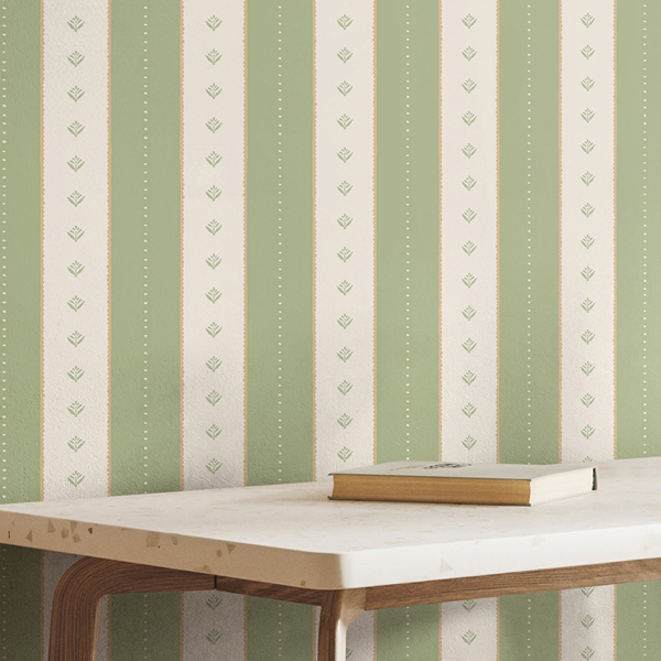 Hoopla Walls Decorative Stripe - Soft Sage 10m Wallpaper