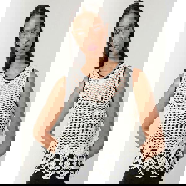 Blue Vanilla Flower Crochet Sleeveless Top