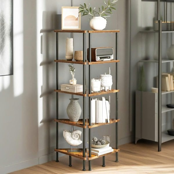 Rafaelo Mobilia 5 Tier Corner Shelf Brown