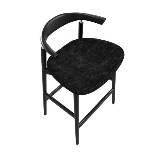 Wyld Haus Loughrea Upholstered Black Velvet Tweed Bar Stool