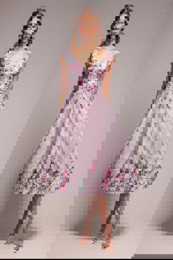 Sweetheart Floral Midi Dress - Blush DR3207