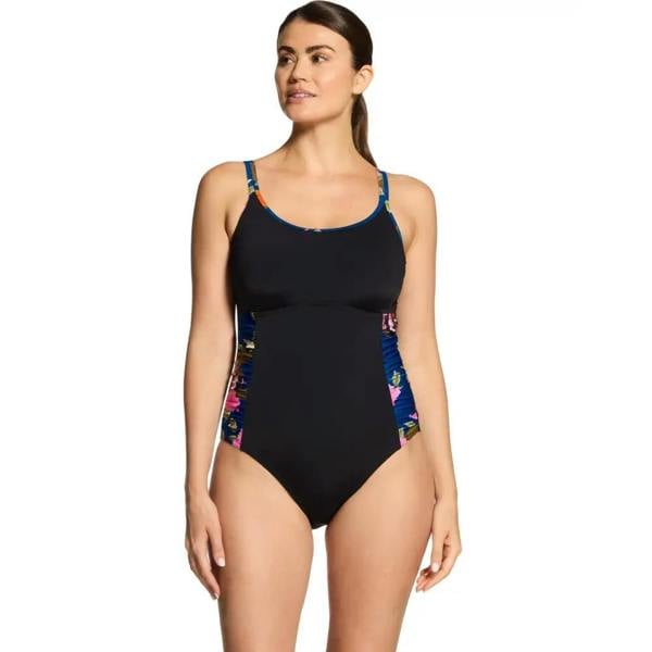 Black Zoggs Waterway Multiway Swimsuit with floral side panels