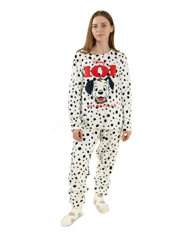 Disney Womens White 101 Dalmations Long Sleeve Long Leg Pyjama Set