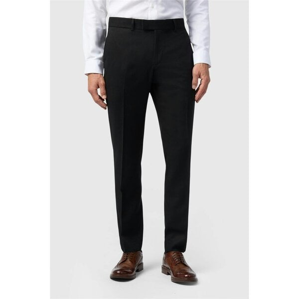 Antique Rogue Slim Fit Black Texture Stretch Trousers