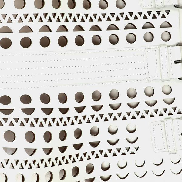 Alaia Vienne corset belt in white signature perforated leather