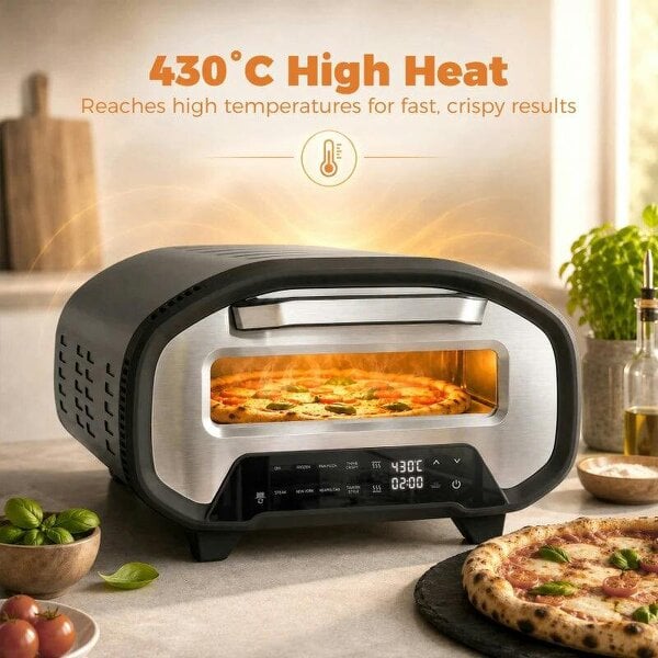 Electric Pizza Oven, 12 Inch Pizza Maker with 8 Preset Modes and Ceramic Stone, 2200W