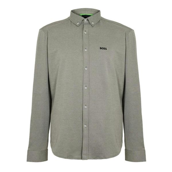 Boss Mens Motion Logo Cotton Shirt - Dark Beige - 