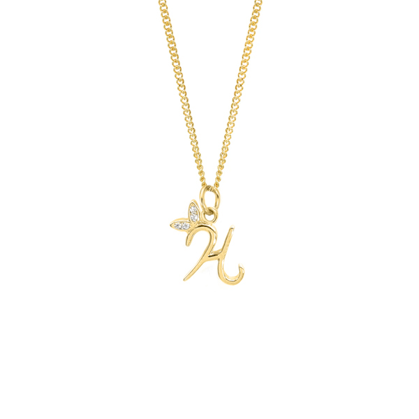 Say It With Dainty Winged Initial Charm Necklace - Sterling Silver