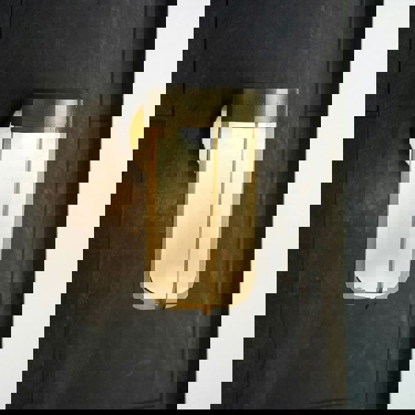 Brushed Gold Outdoor Wall Light & Frosted Glass Shade IP44 Rated 8W LED Module