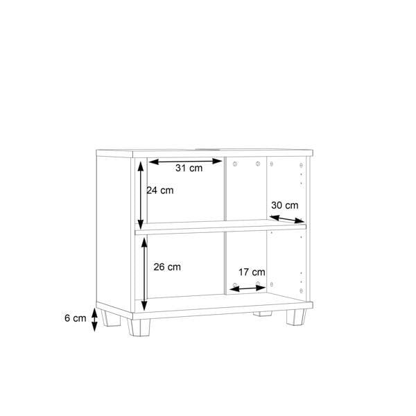 Furniture To Go Veris Under Sink Cabinet with 2 Doors in Sonoma Oak and White High Gloss