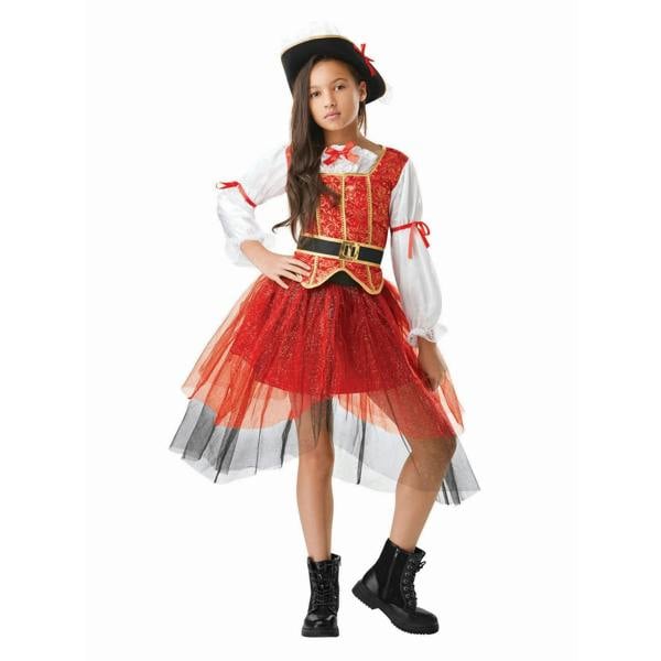 Bristol Novelty Childrens/Kids Princess Of The Seas Costume - Red/White/Black