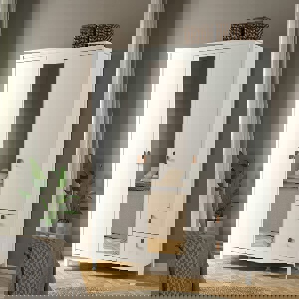 Furniture To Go Barcelona Wardrobe with 2 doors + 1 mirror door + 2 drawers White