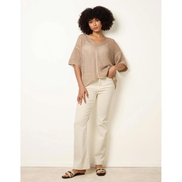 Blue Vanilla Mesh Knitted Top With Short Sleeves