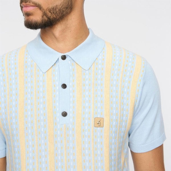 Gabicci V54GM05 Mens Johnny Short Sleeve Pattern Knitted Polo Gabicci Vintage - AZURE