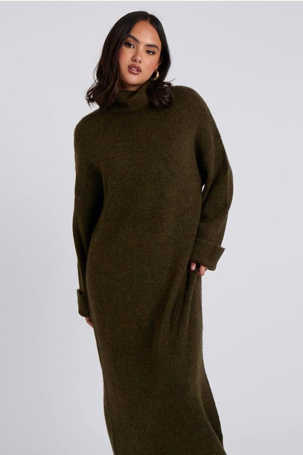 Urban Bliss Khaki Roll Neck Maxi Dress