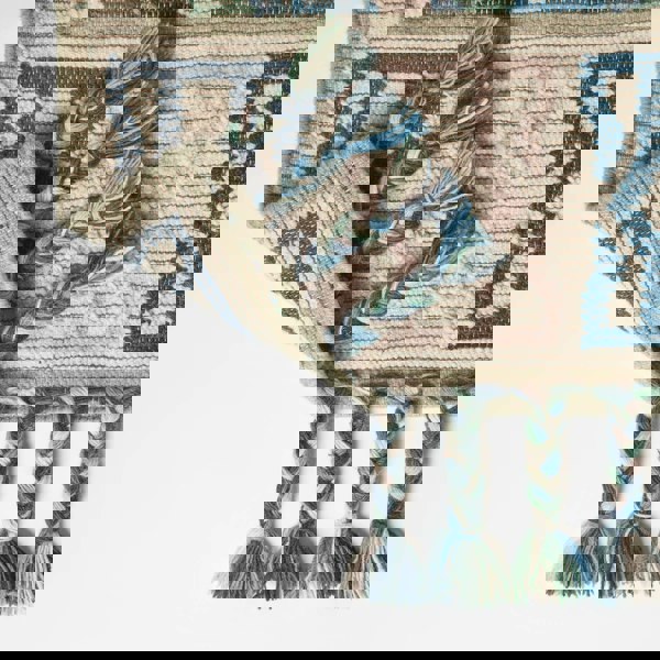 HOMESCAPES Matala Green & Blue Kilim Wool Rug