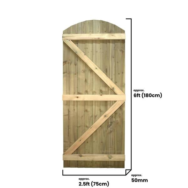 [rackhams variation] gate feather edge semi braced arch top gare [h.1800 x w.options] 5