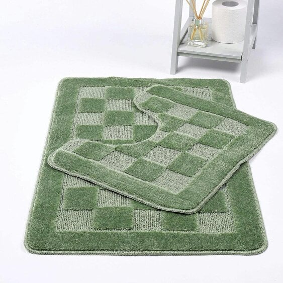Night Zone Square Bath Mat – Soft Absorbent Non-Slip Bathroom Rug - Sage Green