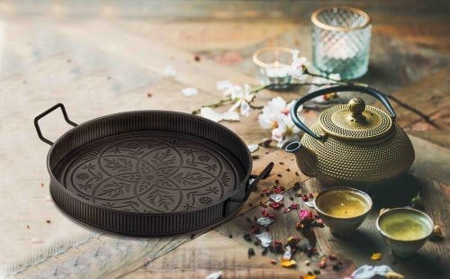 Rozi Black Round Serving Tray