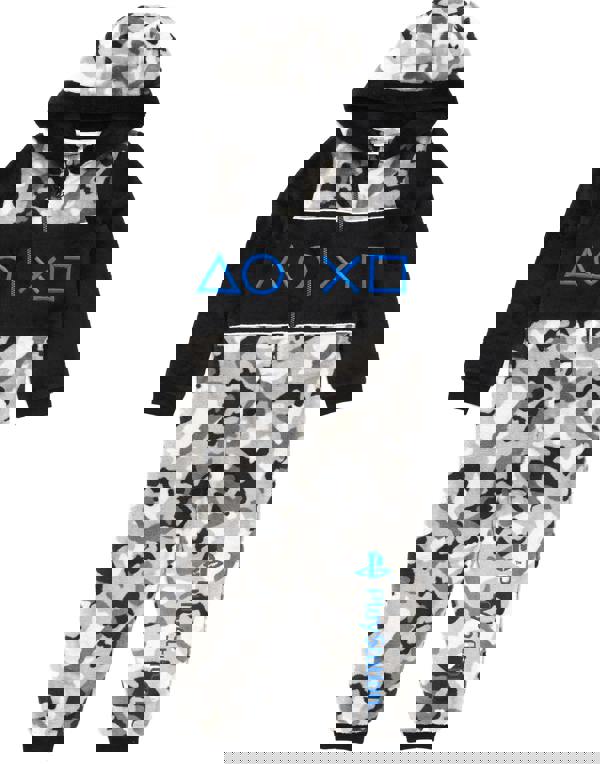 PlayStation Boys Grey Camo Print Controller Symbols Onesie