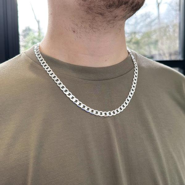 Love Silver Sterling Silver 7.2mm Diamond Cut Curb Chain