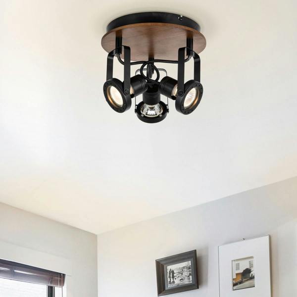 COSYLYTE Riverton 3 Light Matt Black Spotlight - Wooden