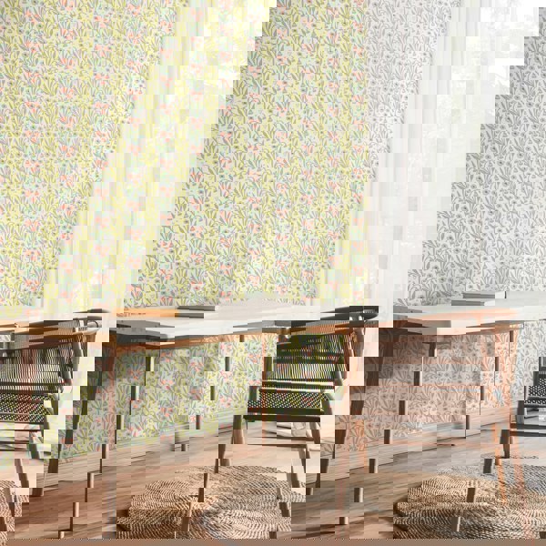 Hoopla Walls Meadow Stripe - Peach & Duck Egg 10m Wallpaper