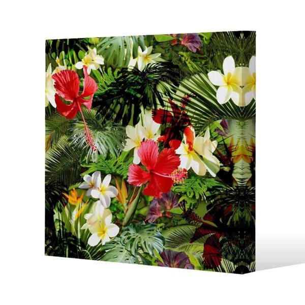 Benjamin Tate Design Tropical Foliage Slim Style Canvas Print  40x40cm , 15mm Slim Real wood.