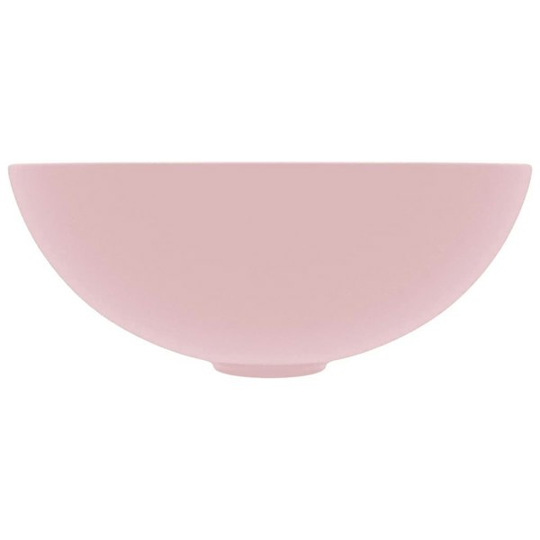 Berkfield Bathroom Sink Ceramic Matt Pink Round