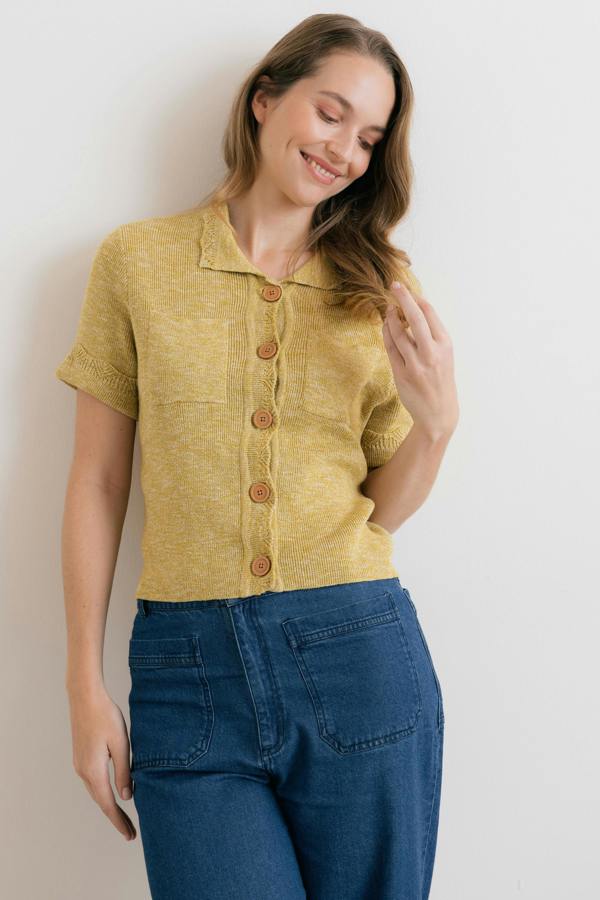 Lily & Me Phoebe Short Sleeve Knitted Jacket Lime