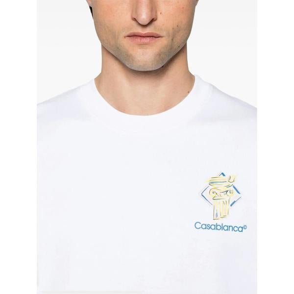 Casablanca Diamond Column Printed T-Shirt   in  White
