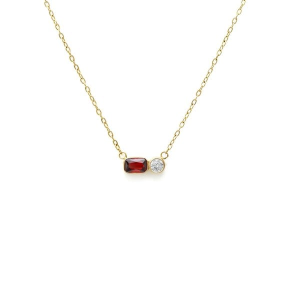 Say It With July Ruby Birthstone Necklace - Yellow Gold Plated