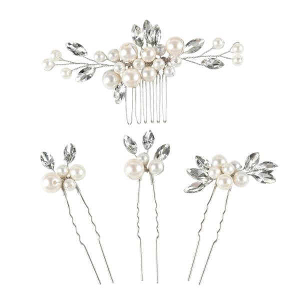 Gold Trip Set of 4 Crystal & Pearl Hair Pins