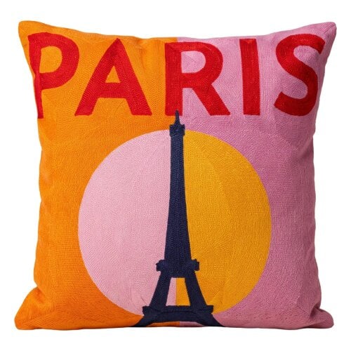 Paris Needlepoint Cushion – Handmade Eiffel Tower Pillow