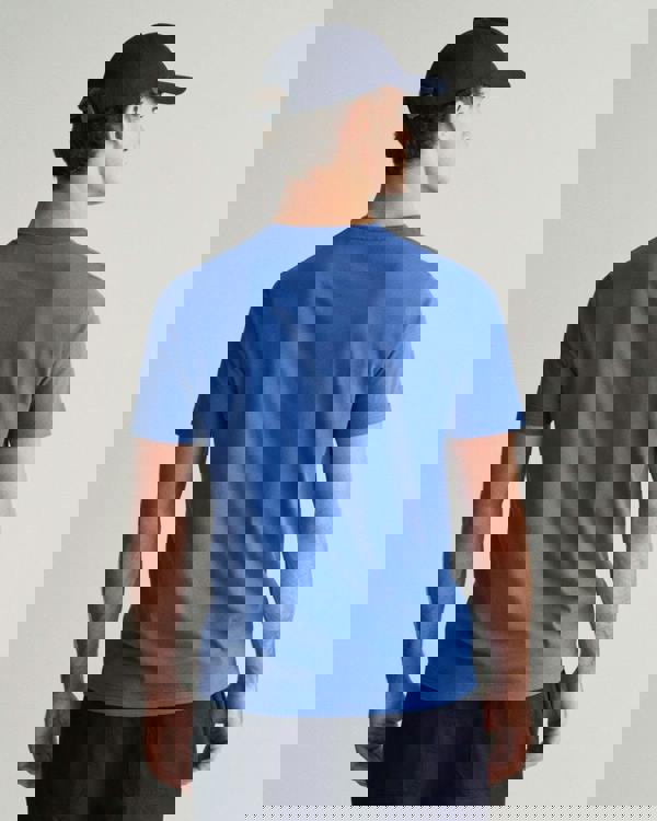 GANT Mens Regular Fit Short Sleeve Shield Logo T-Shirt - 407 Rich Blue - CHO - Designer Mens Logo T-Shirts