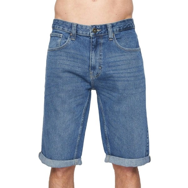 Crosshatch Mens Tillforth Denim Casual Shorts - Stone Wash