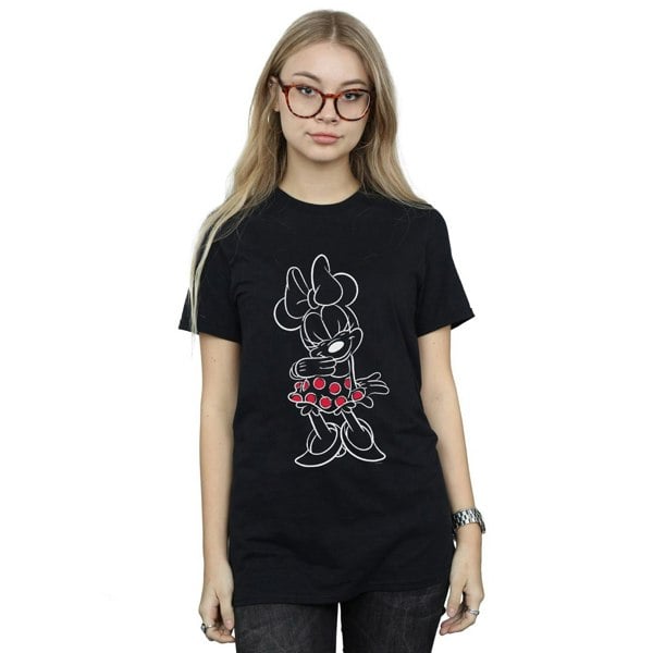 Disney Womens/Ladies Minnie Mouse Outline Polka Dot Cotton Boyfriend T-Shirt - Black