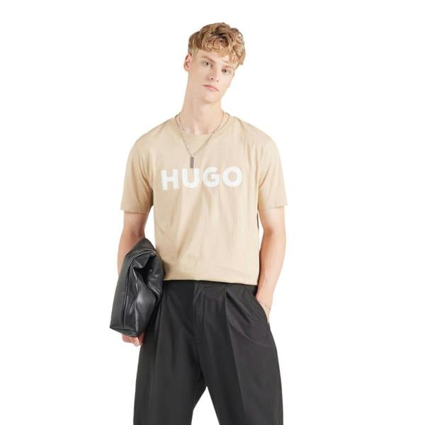 Hugo Mens Logo Regular T-Shirt - Beige - 
