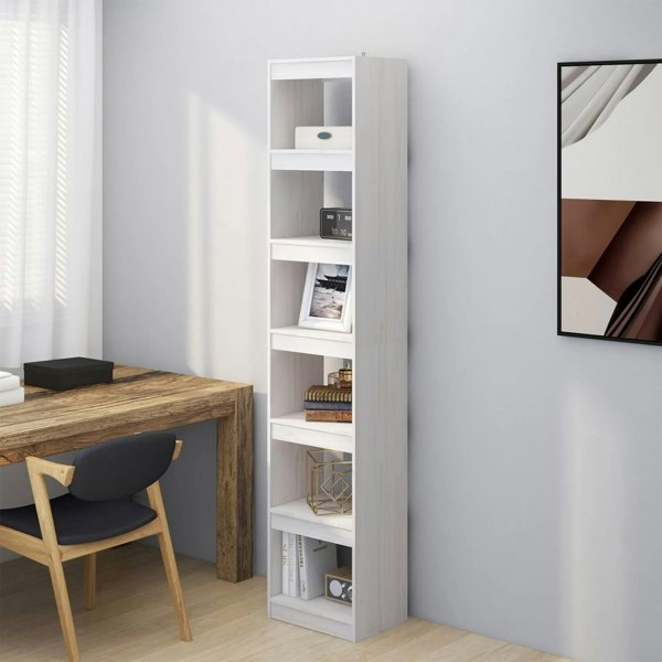Berkfield Book Cabinet/Room Divider White 40x30x199 cm Solid Pinewood