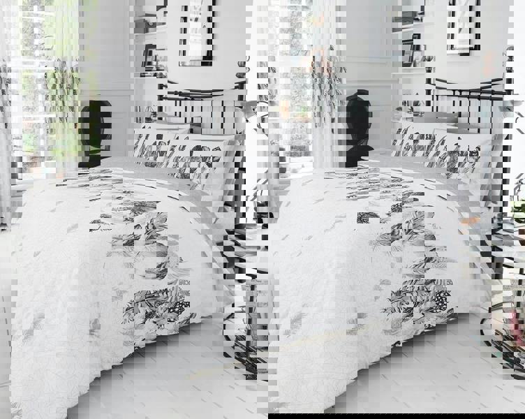 Smart Living Feathers Duvet Cover and Pillowcase Set - White