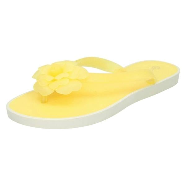 Spot On Ladies Spot On Flat Toepost Flower Trim Sandal
