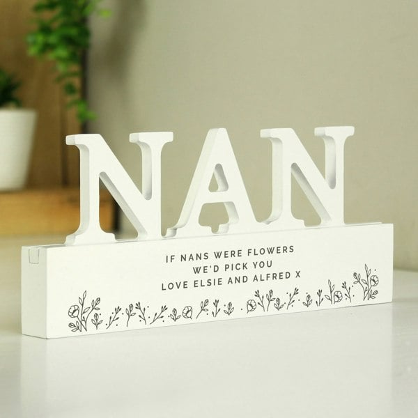Personalised Memento Company Personalised Floral Wooden Nan Ornament