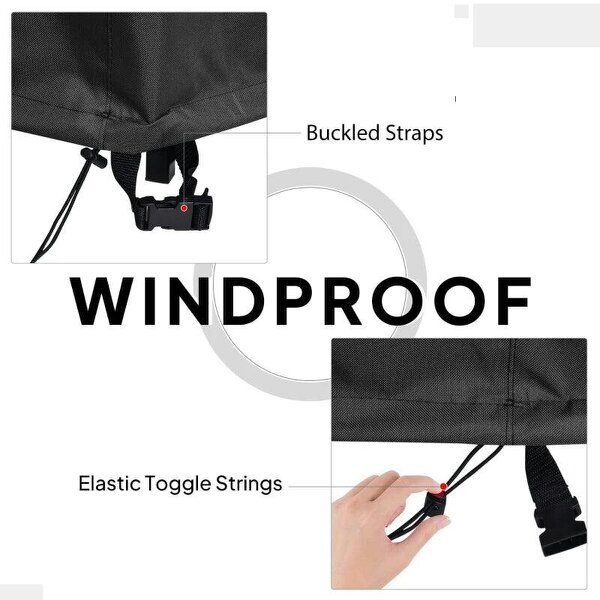 Garden Patio Large Furniture Set Round Cover 600D Oxford Waterproof, Ф193 x 80H cm, Black
