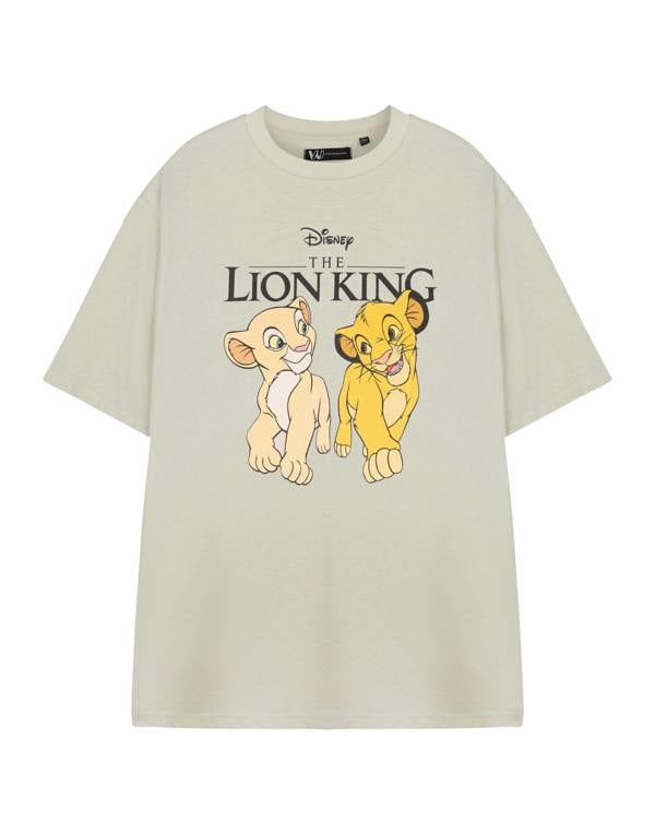 Disney The Lion King Womens Beige Simba & Nala Short Sleeved T-Shirt