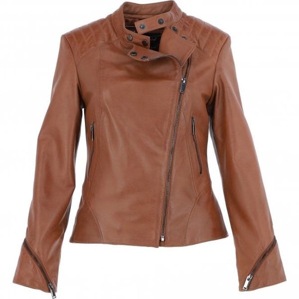 Ashwood Veg Tanned Biker Jacket With Double Button Mandarin Collar: AWL-101