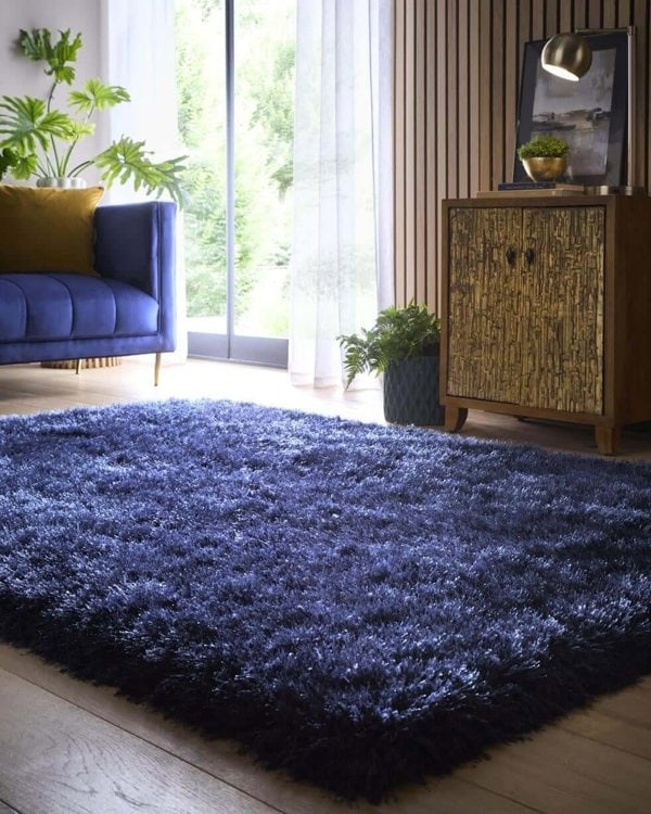 Extravagance Navy Shaggy Rug | Inspired Luxury | The Rugs
